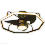 ABANICO OCTAGONAL CON LUCES LED COLOR DORADO